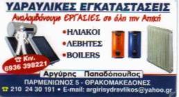 ΥΔΡΑΥΛΙΚΟΣ ΥΔΡΑΥΛΙΚΟΙ ΥΔΡΑΥΛΙΚΕΣ ΕΓΚΑΤΑΣΤΑΣΕΙΣ ΘΡΑΚΟΜΑΚΕΔΩΝΕΣ ΠΑΠΑΔΟΠΟΥΛΟΣ ΑΡΓΥΡΗΣ