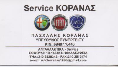 SERVICE ΚΟΡΑΝΑΣ ΣΥΝΕΡΓΕΙΟ ΑΝΤΑΛΛΑΚΤΙΚΑ ΑΥΤΟΚΙΝΗΤΩΝ ALFA ROMEO FIAT LANCIA ΝΕΑ ΦΙΛΑΔΕΛΦΕΙΑ ΚΟΡΑΝΑΣ ΠΑ