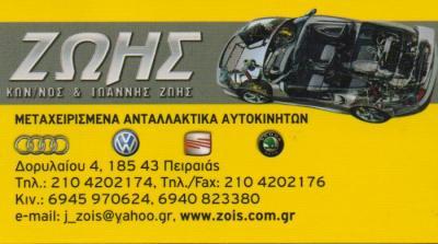 ΖΩΗΣ ΜΕΤΑΧΕΙΡΙΣΜΕΝΑ ΑΝΤΑΛΛΑΚΤΙΚΑ ΑΥΤΟΚΙΝΗΤΩΝ ΠΕΙΡΑΙΑΣ ΖΩΗΣ ΚΩΝΣΤΑΝΤΙΝΟΣ ΙΩΑΝΝΗΣ   