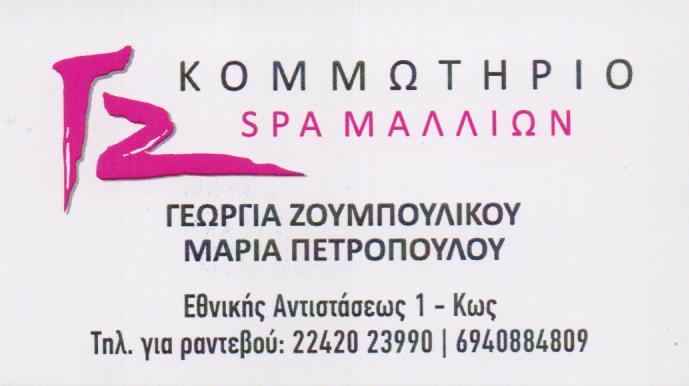 ΓΖ HAIR SPA  ΚΟΜΜΩΤΗΡΙΟ ΚΟΜΜΩΤΗΡΙΑ SPA ΜΑΛΛΙΩΝ ΚΩΣ ΠΕΤΡΟΠΟΥΛΟΥ ΜΑΡΙΑ 