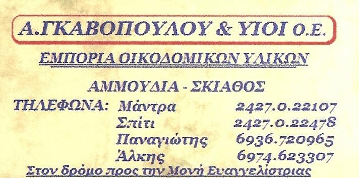 ΟΙΚΟΔΟΜΙΚΑ ΥΛΙΚΑ ΑΔΡΑΝΗ ΥΛΙΚΑ ΠΛΕΓΜΑΤΑ ΚΑΥΣΟΞΥΛΑ ΣΚΙΑΘΟΣ ΓΚΑΒΟΠΟΥΛΟΣ ΑΛΚΗΣ