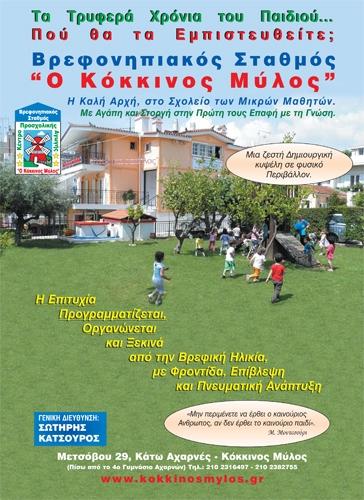 Ο ΚΟΚΚΙΝΟΣ ΜΥΛΟΣ ΠΑΙΔΙΚΟΣ ΣΤΑΘΜΟΣ ΑΧΑΡΝΑΙ ΚΑΤΣΟΥΡΟΣ ΣΠΥΡΙΔΩΝ