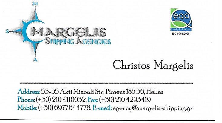 MARGELIS SHIPPING AGENCY ΠΡΑΚΤΟΡΕΥΣΕΙΣ ΠΛΟΙΩΝ ΝΑΥΤΙΚΟΣ ΠΡΑΚΤΟΡΑΣ ΠΕΙΡΑΙΑΣ ΜΑΡΓΕΛΗΣ ΧΡΗΣΤΟΣ