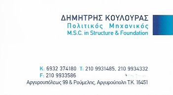 ΠΟΛΙΤΙΚΟΣ ΜΗΧΑΝΙΚΟΣ ΑΝΑΚΑΙΝΙΣΕΙΣ ΑΝΑΠΑΛΑΙΩΣΕΙΣ ΑΡΓΥΡΟΥΠΟΛΗ ΚΟΥΛΟΥΡΑΣ ΔΗΜΗΤΡΙΟΣ