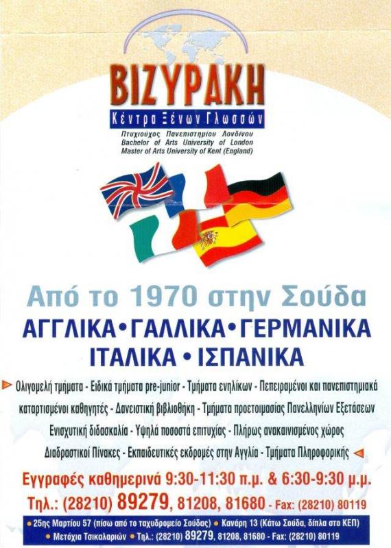 ΚΕΝΤΡΟ ΞΕΝΩΝ ΓΛΩΣΣΩΝ ΣΟΥΔΑ ΧΑΝΙΑ ΒΙΖΥΡΑΚΗ ΜΑΡΙΑ